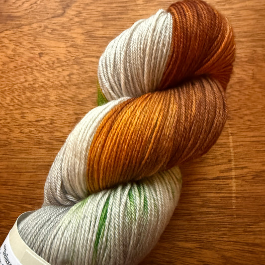 Second Chance 031 - Deluxe Merino Sock Assigned Pooling 'Pumpkin Patch'