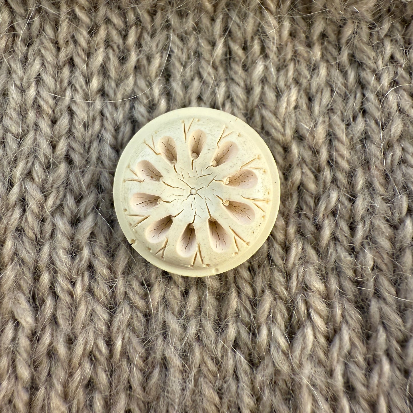 Decorated Floret Craquelé White Button