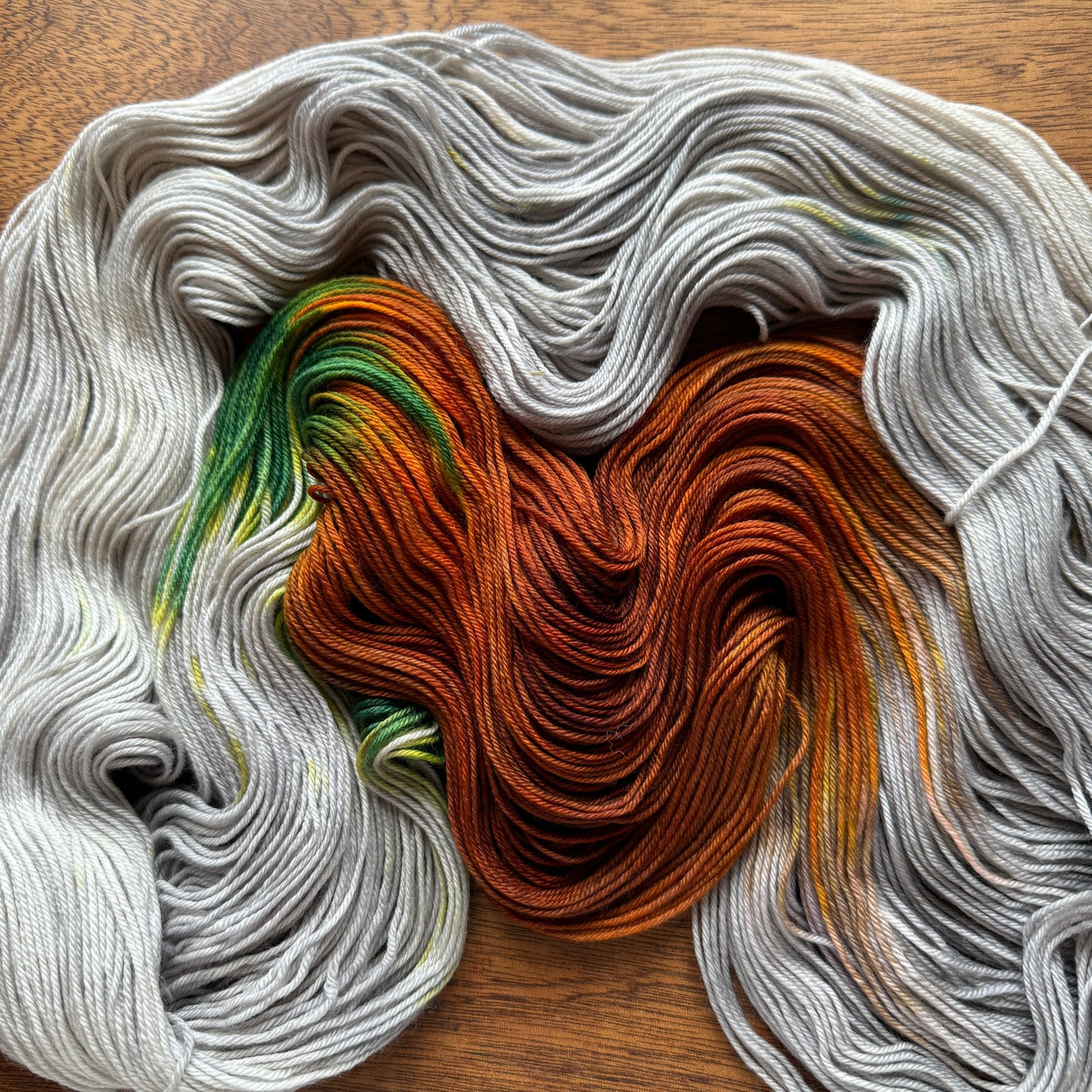 Second Chance 017 - Deluxe Merino Sock Assigned Pooling 'Pumpkin Patch'