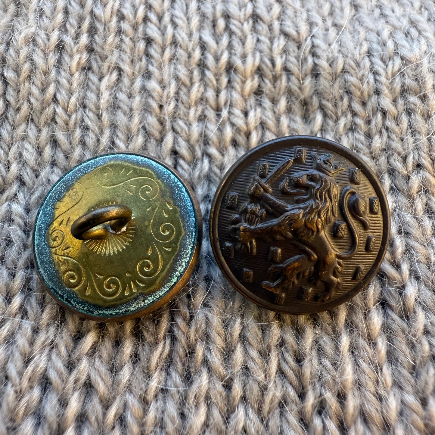 Vintage Dutch Military Copper/Brass Button (Large)