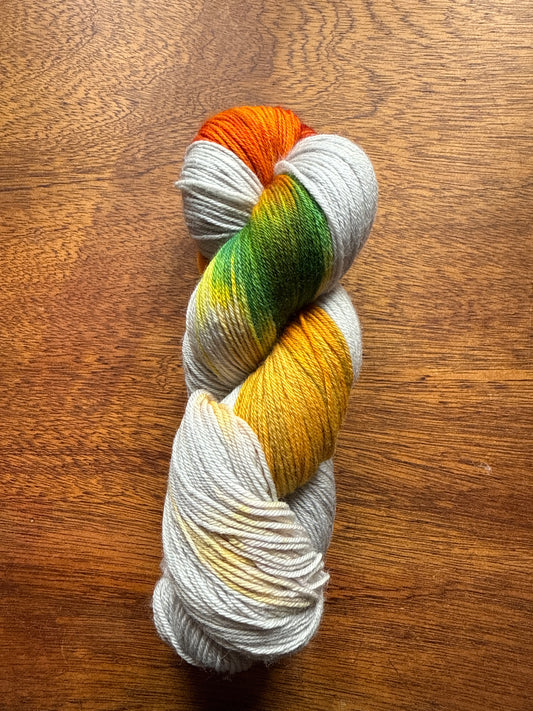 Tweede Kansje 013 - Deluxe Merino Sock Assigned Pooling ‘Pumpkin Patch’