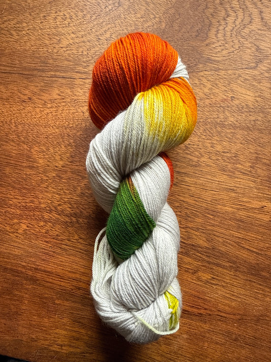 Tweede Kansje 011 - Deluxe Merino Sock Assigned Pooling ‘Pumpkin Patch’
