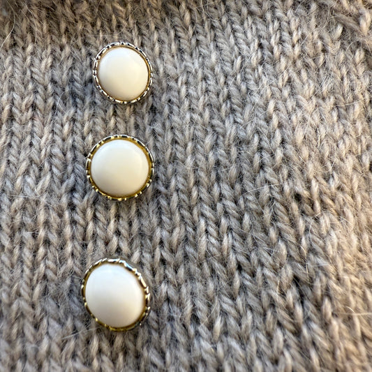 Silver & White Small Button