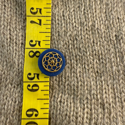 Gold Blue Fabric Button