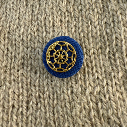 Gold Blue Fabric Button
