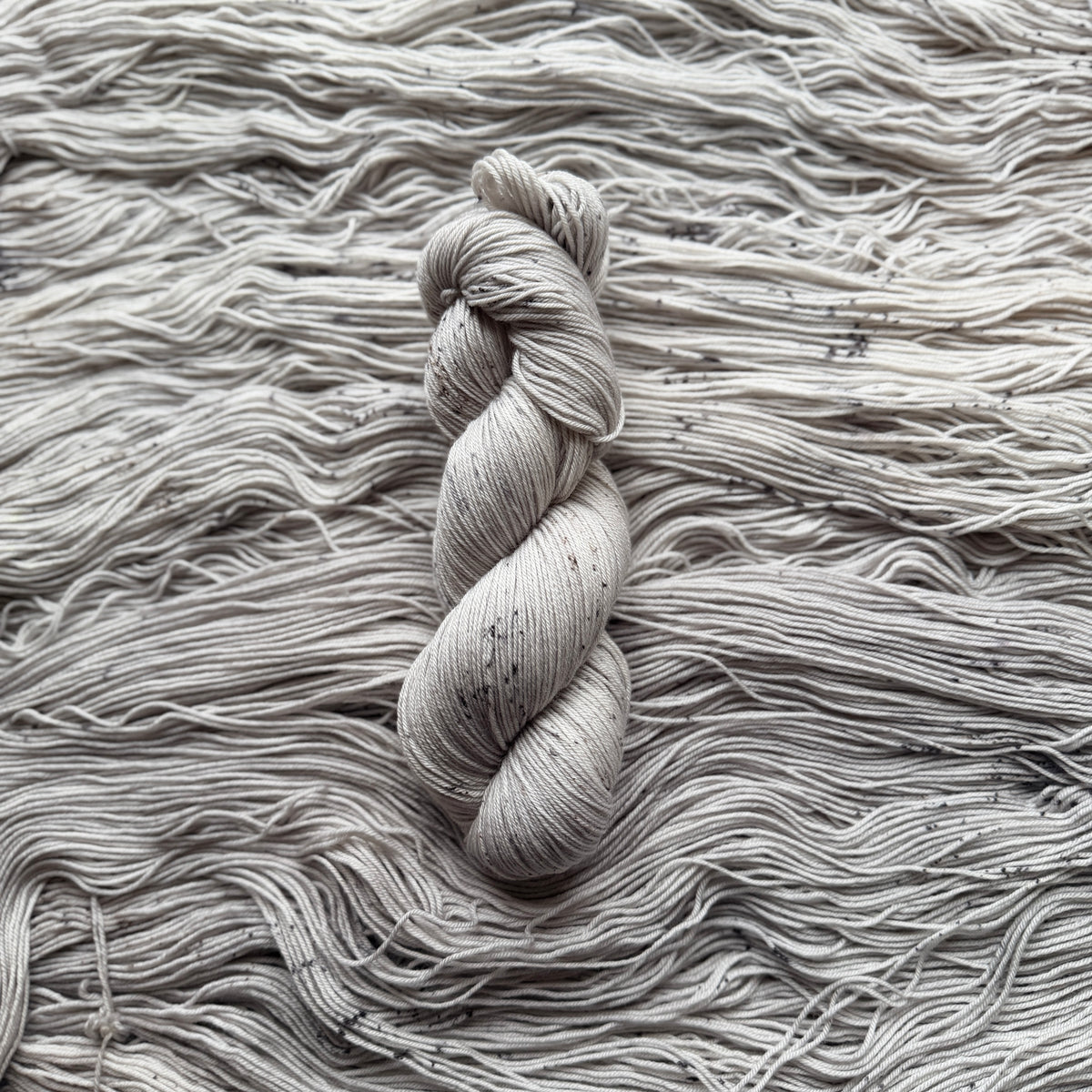 A Peewit's Egg hand-dyed Deluxe Merino Sock yarn skein