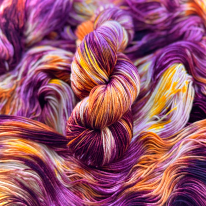 Byzantine Empire hand-dyed Deluxe Merino Sock yarn skein by Auridon Yarns