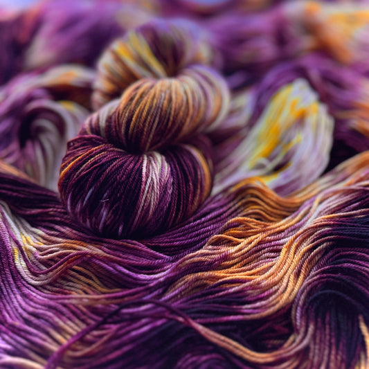 Byzantine Empire hand-dyed sock yarn, detail view