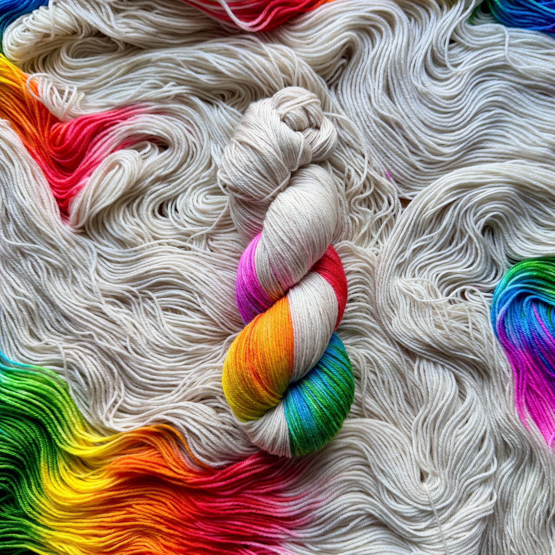 Pride rainbow assigned pooling yarn, view 10