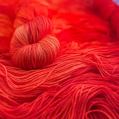 red hand-dyed yarn