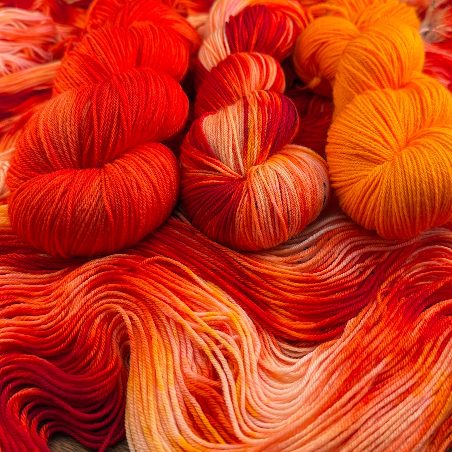 Baroque Inferno Deluxe Merino Sock yarn, hand-dyed in Haarlem